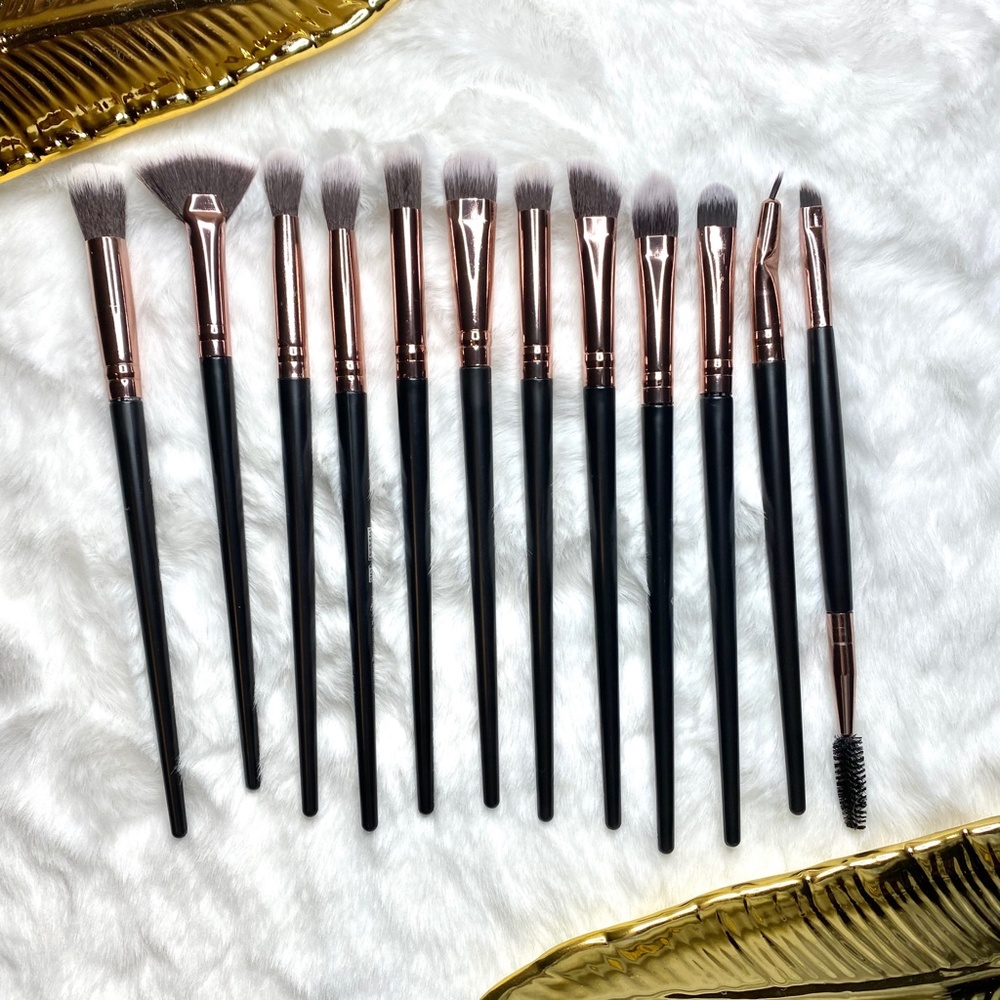 Black & Rose Gold Eye Brush Set
